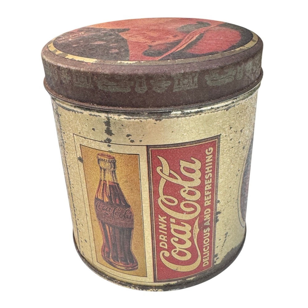 Vintage Coca-Cola Advertising Tin Can Unused Candle 1993 Collectible Antique